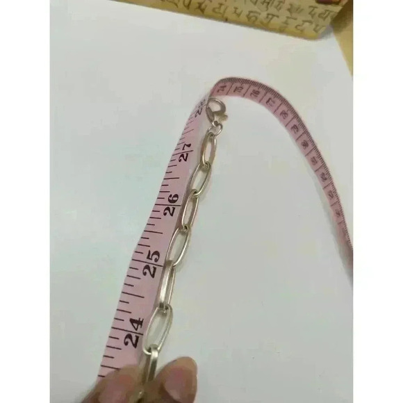 Gay Isber silvertone Chain Necklace With Red Metal Stone Beads 26 Inches - Picture 4 of 4